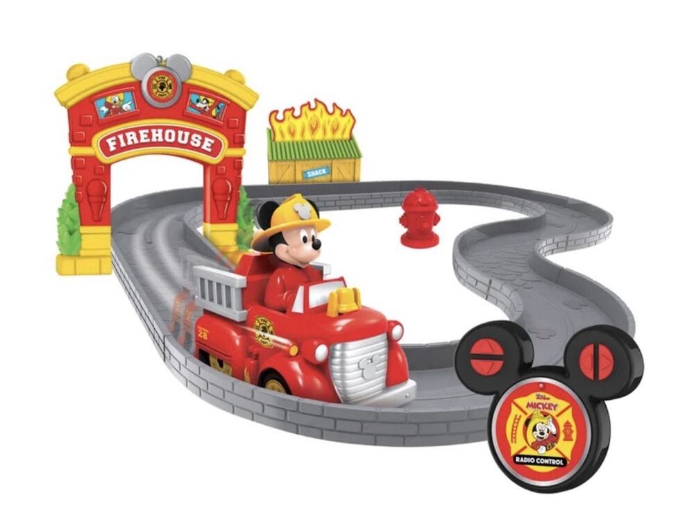 Disney Junior 5.5 RC Mickey Firetruck Firehouse Track Set Remote Control Tested